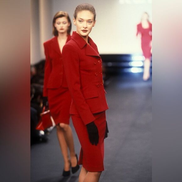 Ralph Lauren Red Wool Knee Length Pencil Skirt - Picture 7 of 16